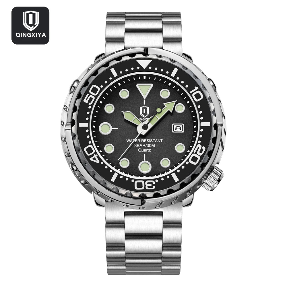 Silicone Strap Sports Wristwatch Luminous Hands Date Window — Midnight Black | KIMLUD