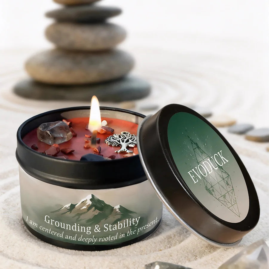 KIMLUD, EVDUCK 3oz Scented Candle, Vetiver & Cedarwood Scent with Crystals, for Gifting Suitable for Christmas, Halloween Female Friends, KIMLUD Womens Clothes