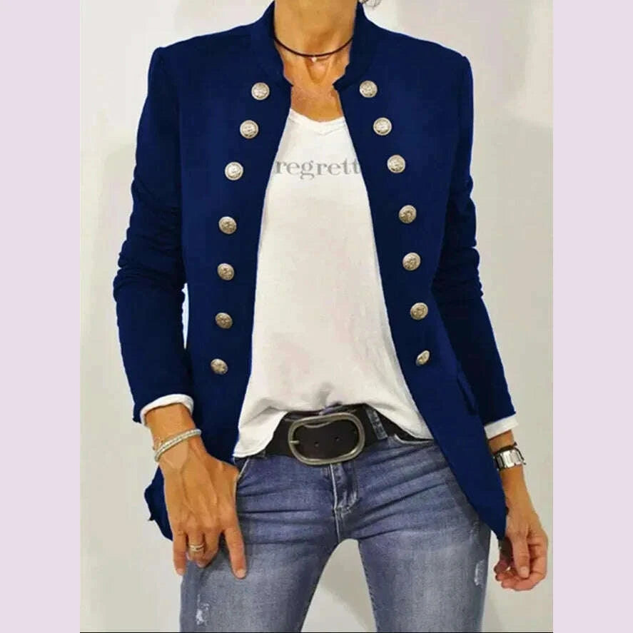 womens-solid-color-stand-up-collar-cardigan-button-decoration-casual-jacket-autumnwinter-2024-autumn-kimlud-kimlud-33920935