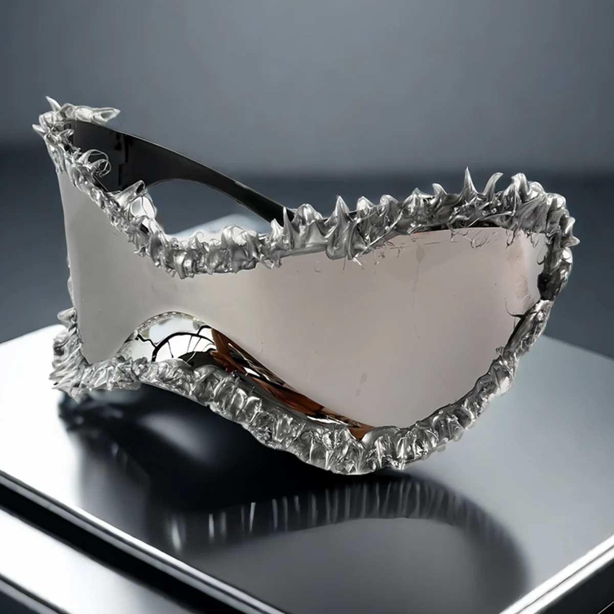 Plastic Rimless Shield Sunglasses — Silver | KIMLUD