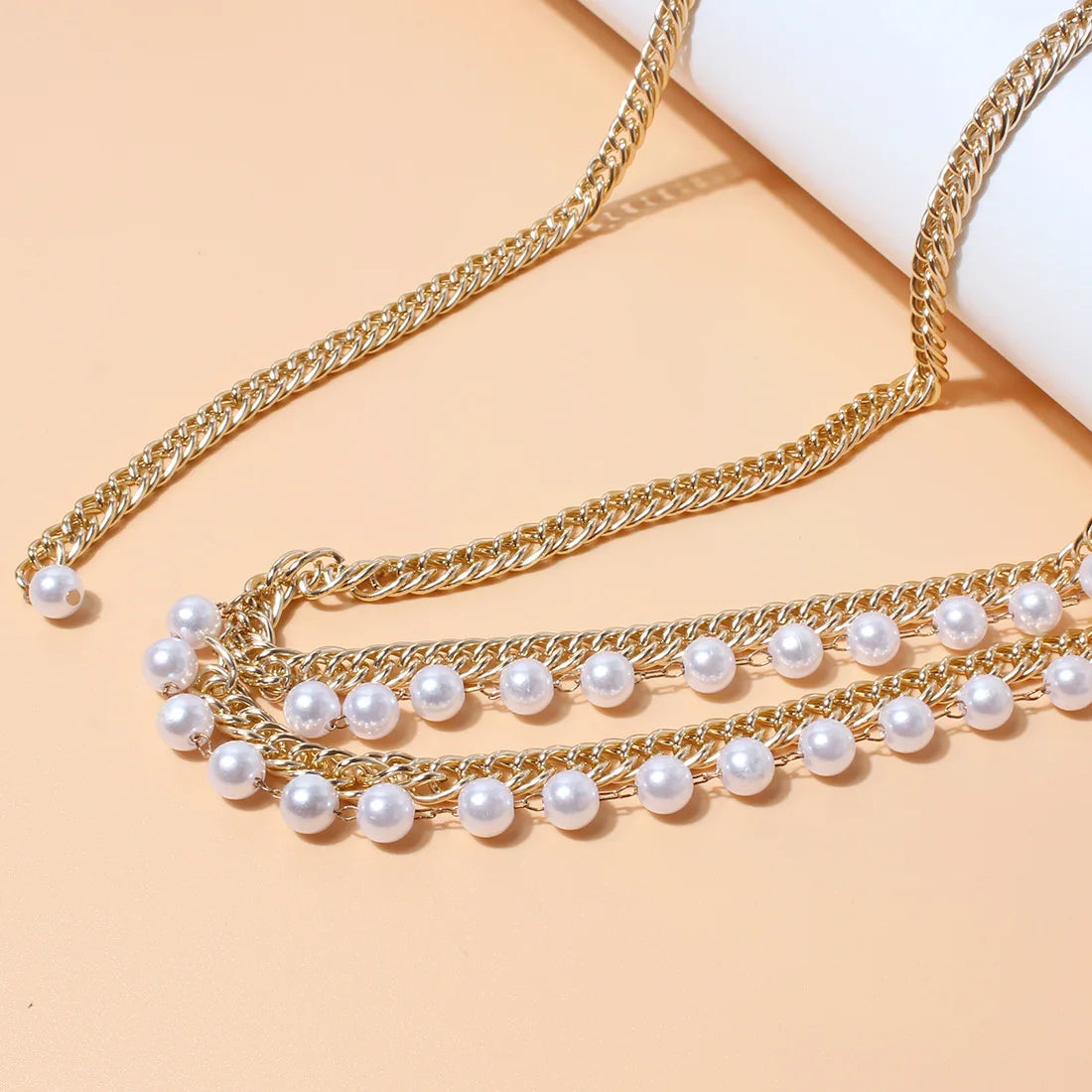 Gold-Tone Pearl Waist Chain With Luxe Multi-Layer Body Chain For Neon Night Vibe — Gold | KIMLUD