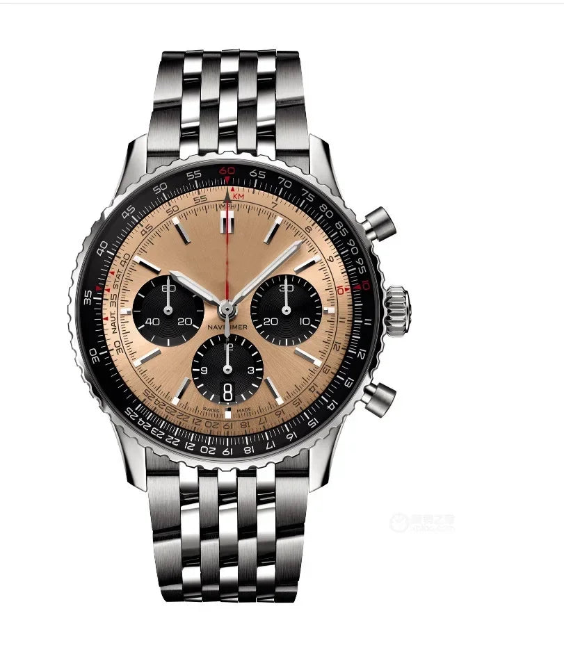 2025 Original Brand Men Watches Classic Multifunction Stainless Steel Automatic Date Watch Business Chronograph Quartz Watch