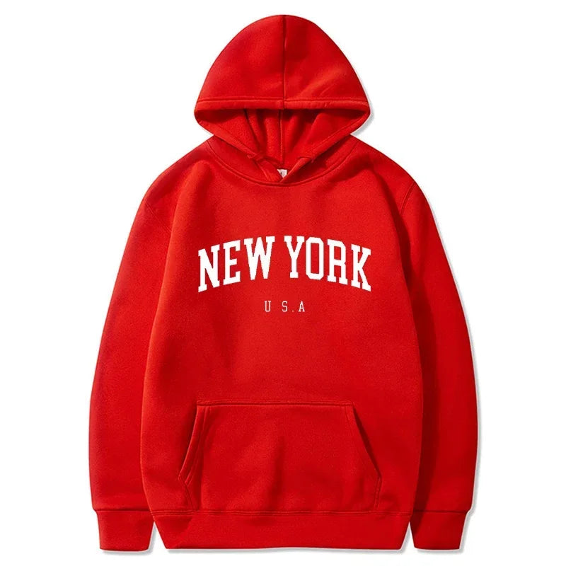 Hoodies – City Letter Graphic – Polyester – Loose Casual | KIMLUD