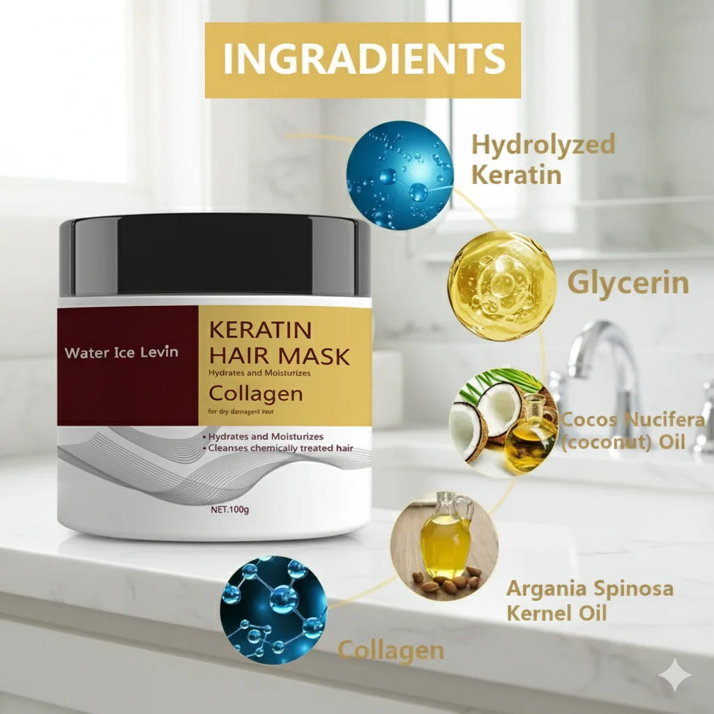 Hydrolyzed Keratin Hair Mask Hydrates And Repairs — Gold | KIMLUD