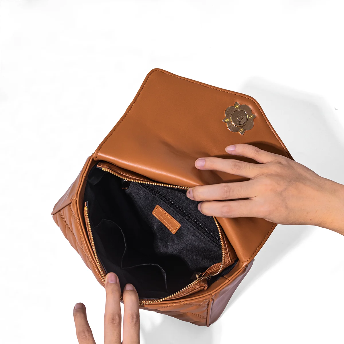 Quilted Square Bag - Top Handle Crossbody - Square Silhouette | KIMLUD