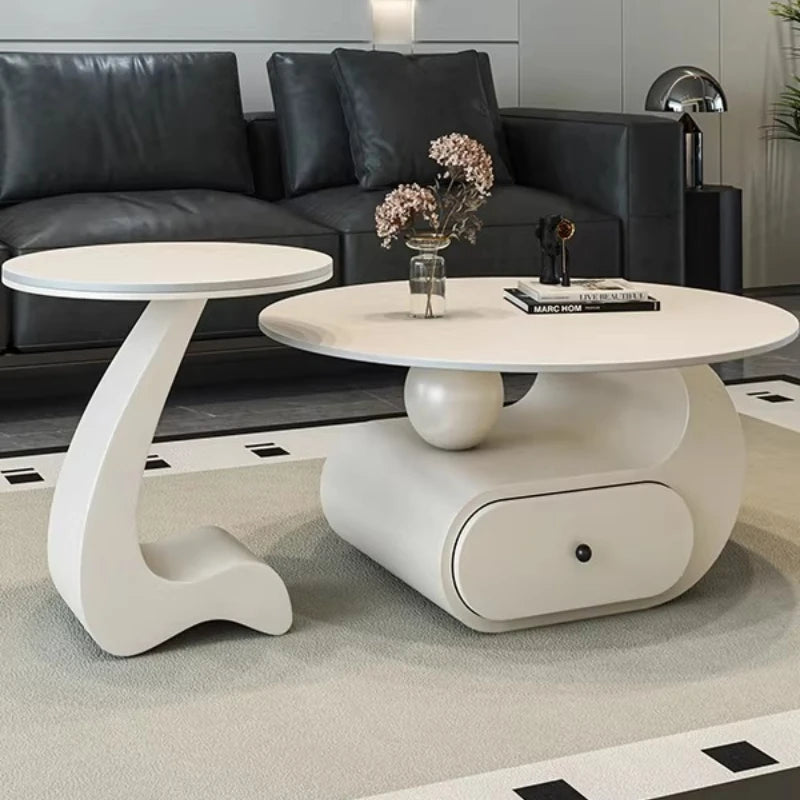 Italian Minimalist Coffee Table With Storage — Cream | KIMLUD
