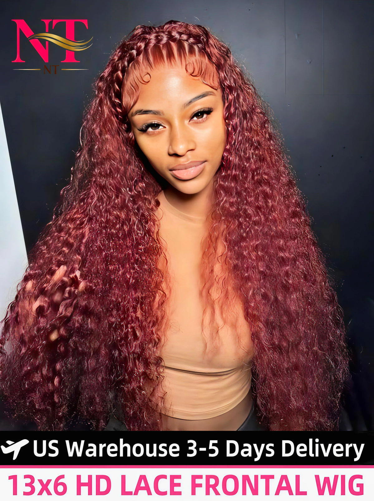 HD Lace Frontal Wig – Deep Wave – Human Hair – Reddish Brown | KIMLUD