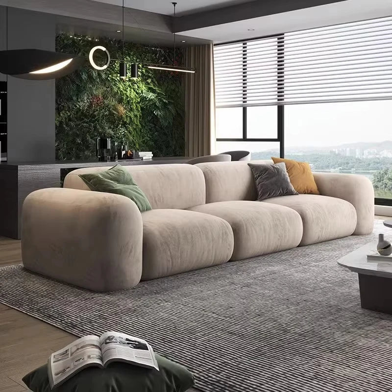 Velvet Lux L-Shaped Sectional Sofa — Ivory | KIMLUD