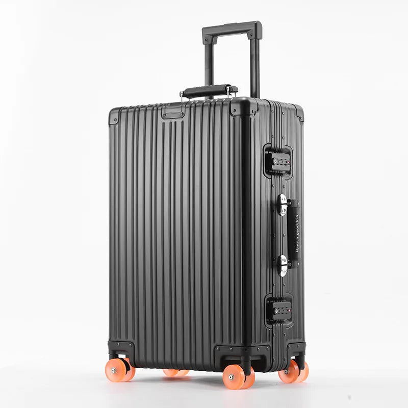 Women Men 2025 New Aluminum Suitcase 20"inch Carry on Rolling Luggage 29inch Trolley Case With Wheels