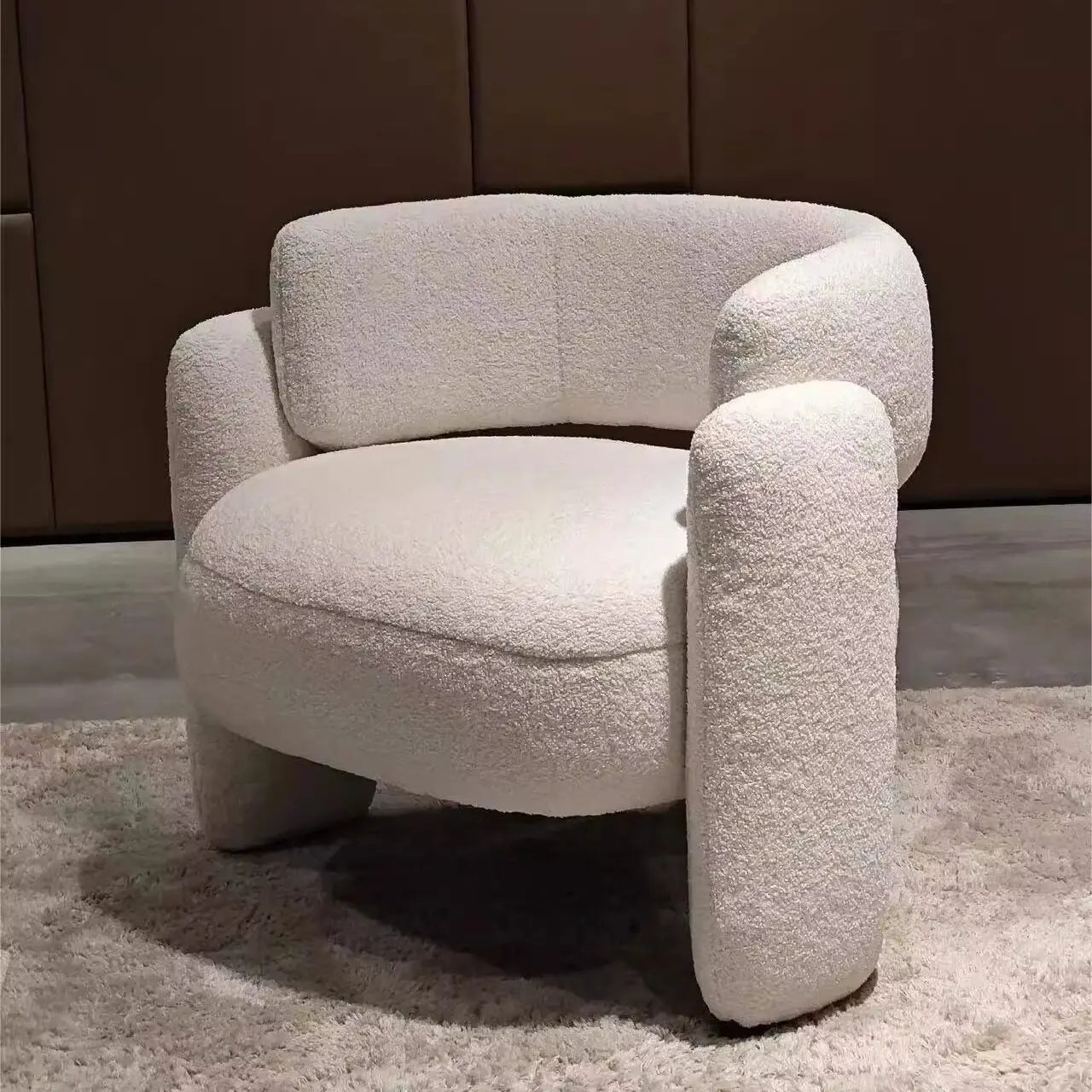 Moroccan-Inspired Minimalist Lounge Chair With Wood Frame And Baby Fleece — Mint Green | KIMLUD