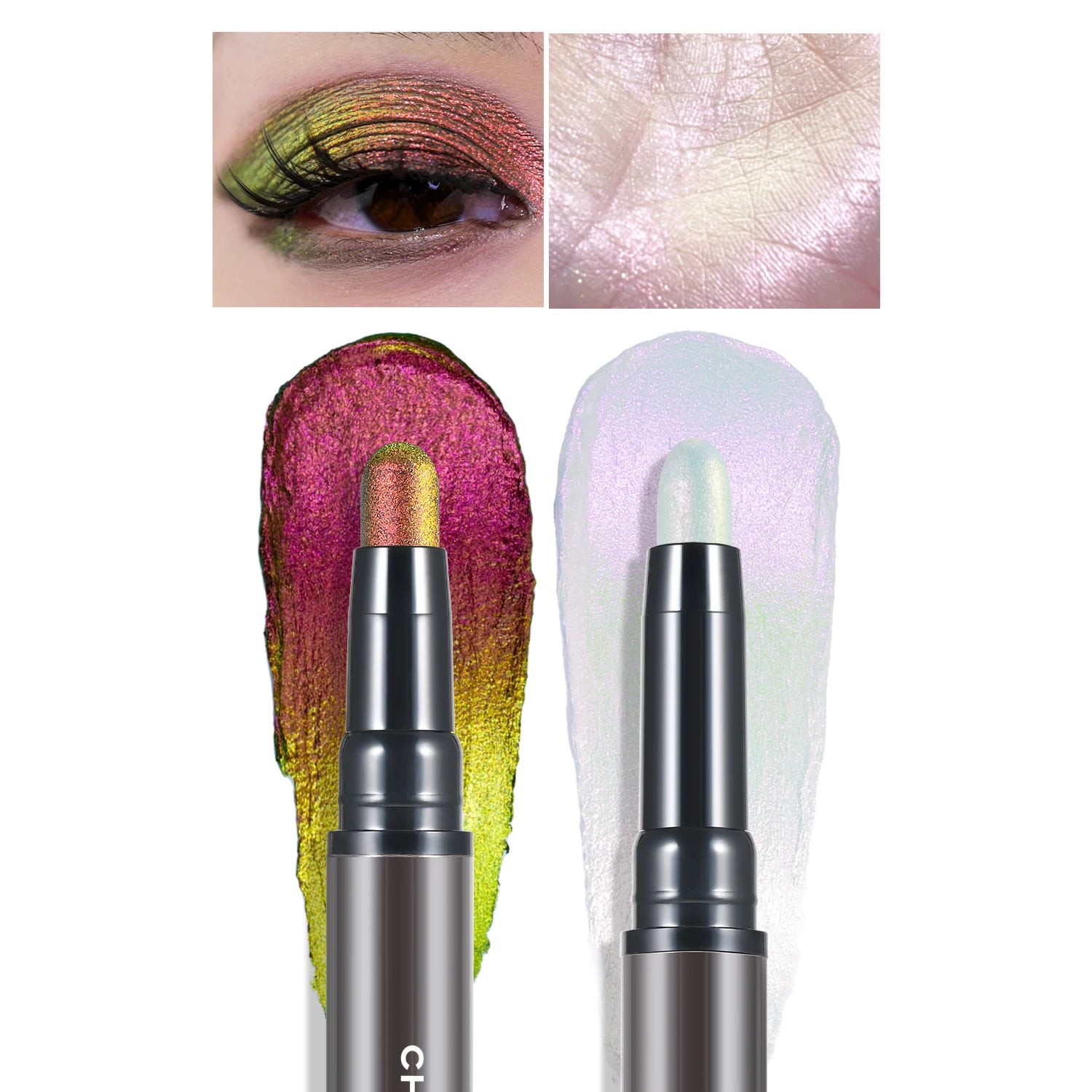 KIMLUD, CHARMACY 2 In 1 Multichrome Eyeshadow Sticks High Pigmented Glitter Eyeshadow Waterproof Eye Shadow Pen Metallic Makeup 6 Color, 903 / CHINA, KIMLUD APPAREL - Womens Clothes