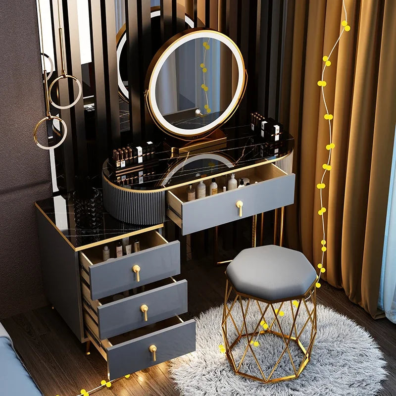 European Modern Vanity Table Storage Brass Hardware — Deep Blue-Dust | KIMLUD