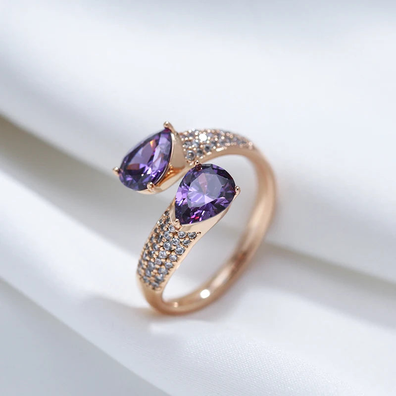 Open Ring – Cubic Zirconia – Copper – Purple | KIMLUD