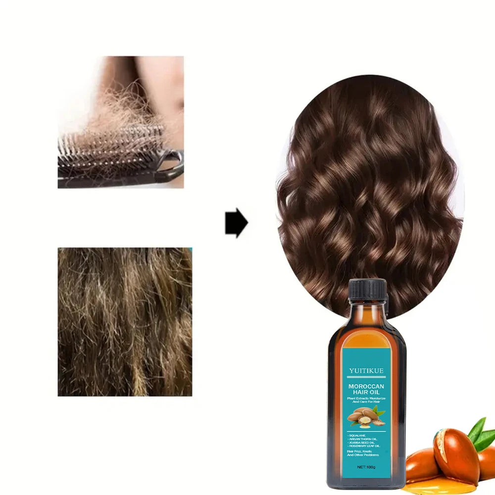 Moroccan Argan Hair Oil Repairing Dry Frizzy Strands — Amber | KIMLUD