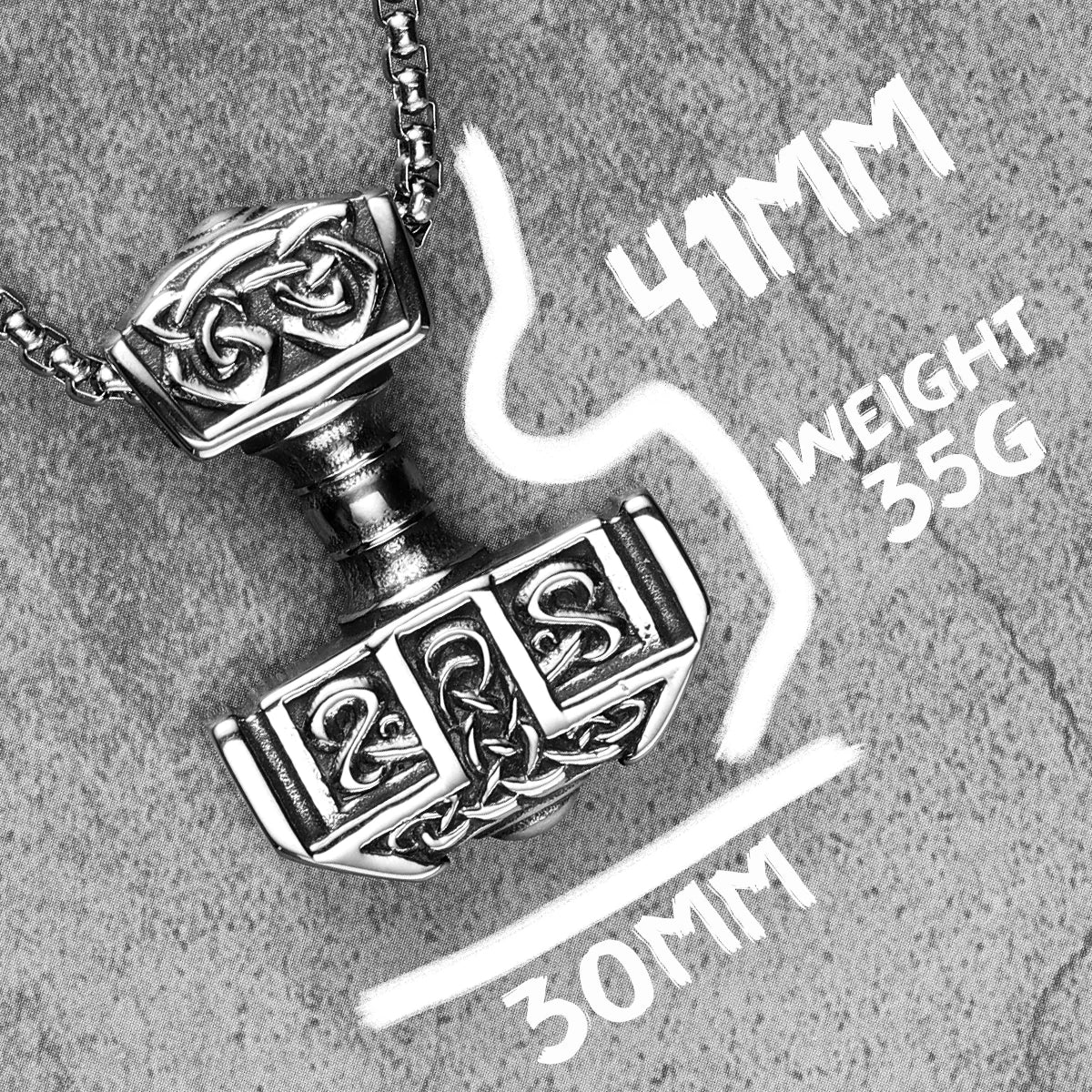 Thor's Hammer Men Necklaces With Pendant Stainless Steel Jewelry For Male Women Carving Punk Hip Hop Accessories Gifts Wholesale