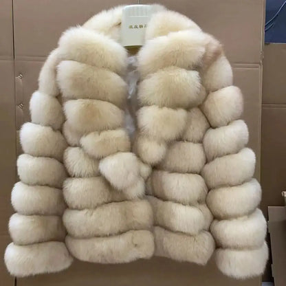 Fox Fur Coat – Winter High-End – Fox Fur – Colorful Sable | KIMLUD