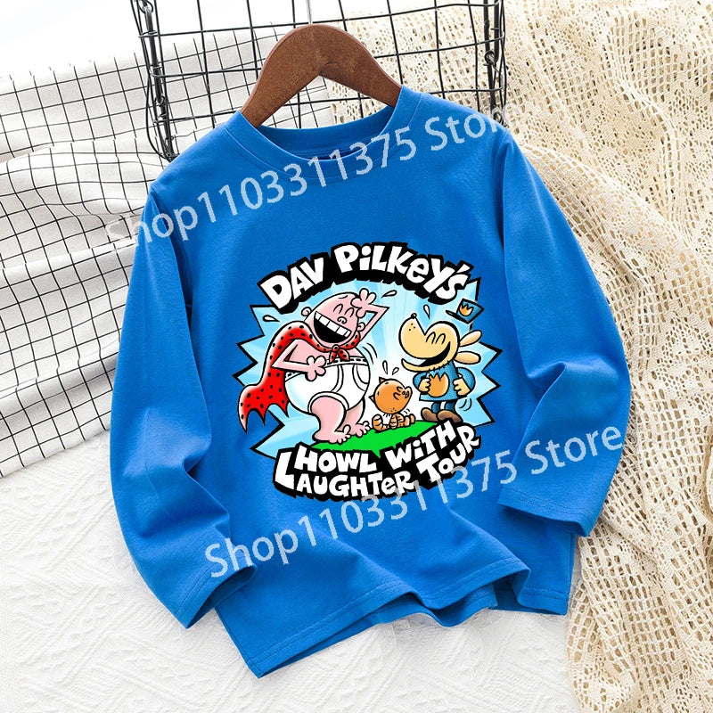 Dog Man Children's T-shirt Short Sleeve Cotton Outdoor Wear Fashion Blue Hip Hop Toddler Cute Cartoon Anime Boys Clothes Toddler