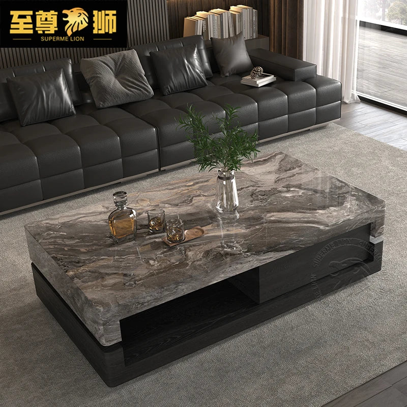 Solid Wood Coffee Table Minimalist Round — Charcoal Black | KIMLUD