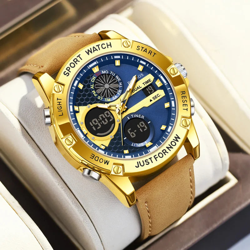 FOXBOX Fashion Military Watches for Men Luxury Original Sports Chronograph Watch Waterproof Quartz Clock Digital WristWatch