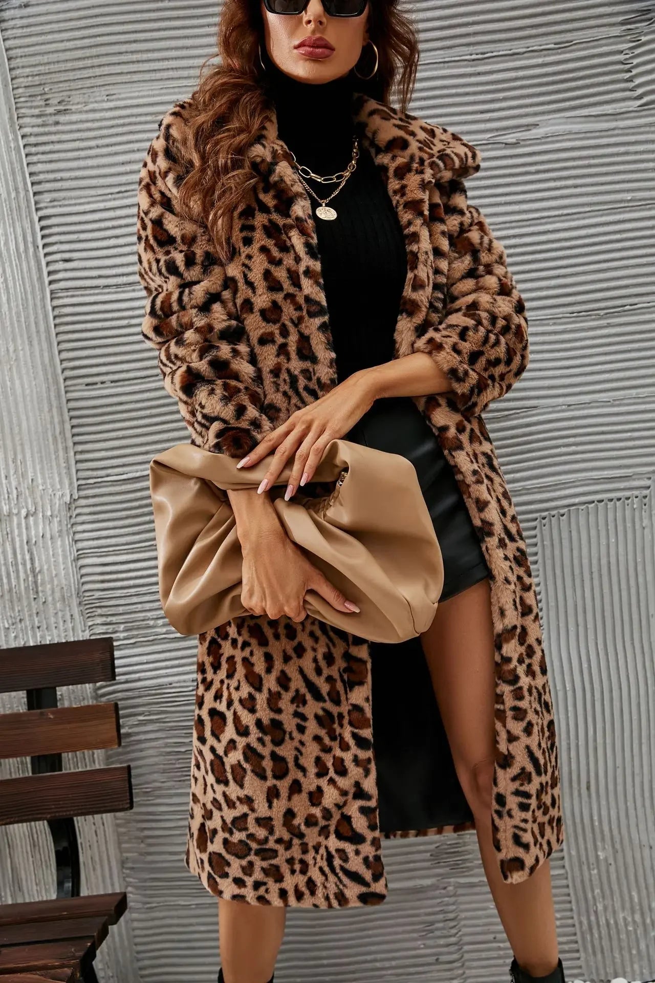 Autumn Winter New Fashion European American Women's Leopard Casual Trendy Loose Faux Fur Coats Female Daily Luxury Clothes Tops