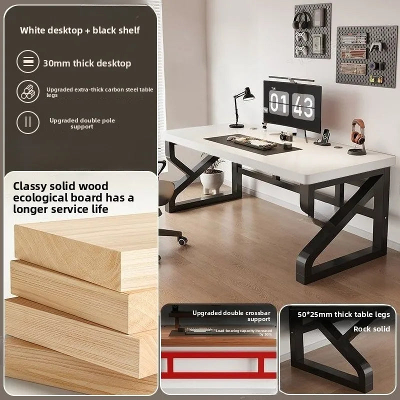 Heavy Duty 30MM Thick Solid Wood Computer Desk Ergonomic Office Desk Study Table Home Office Furniture Writing Desk Gaming