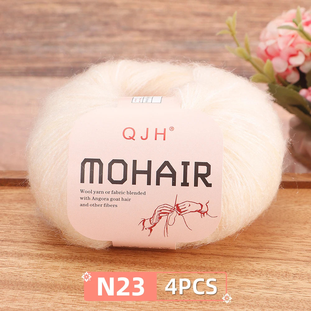 Mohair Yarn Set 4-Skein Bundle, 130m Each — Multicolor | KIMLUD