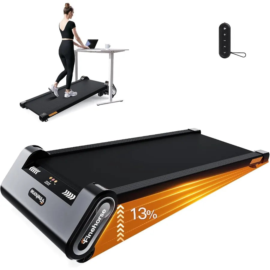 Metal Frame Under Desk Treadmill 6-Level Auto Incline Portable Walking Pad for Home Office — Black | KIMLUD
