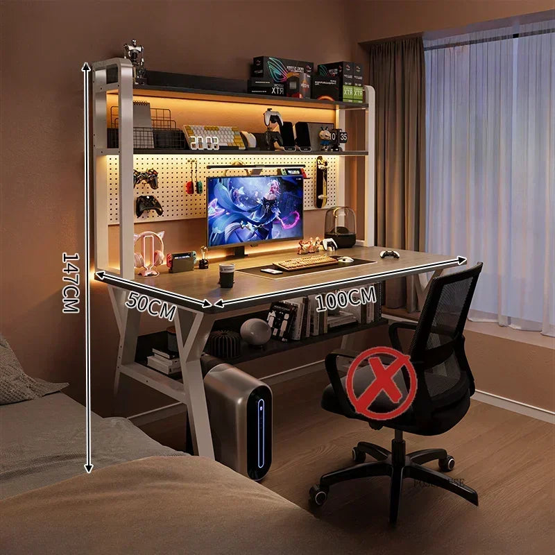 Nordic Wood Desk Integrated Bookshelf — Natural Wood | KIMLUD