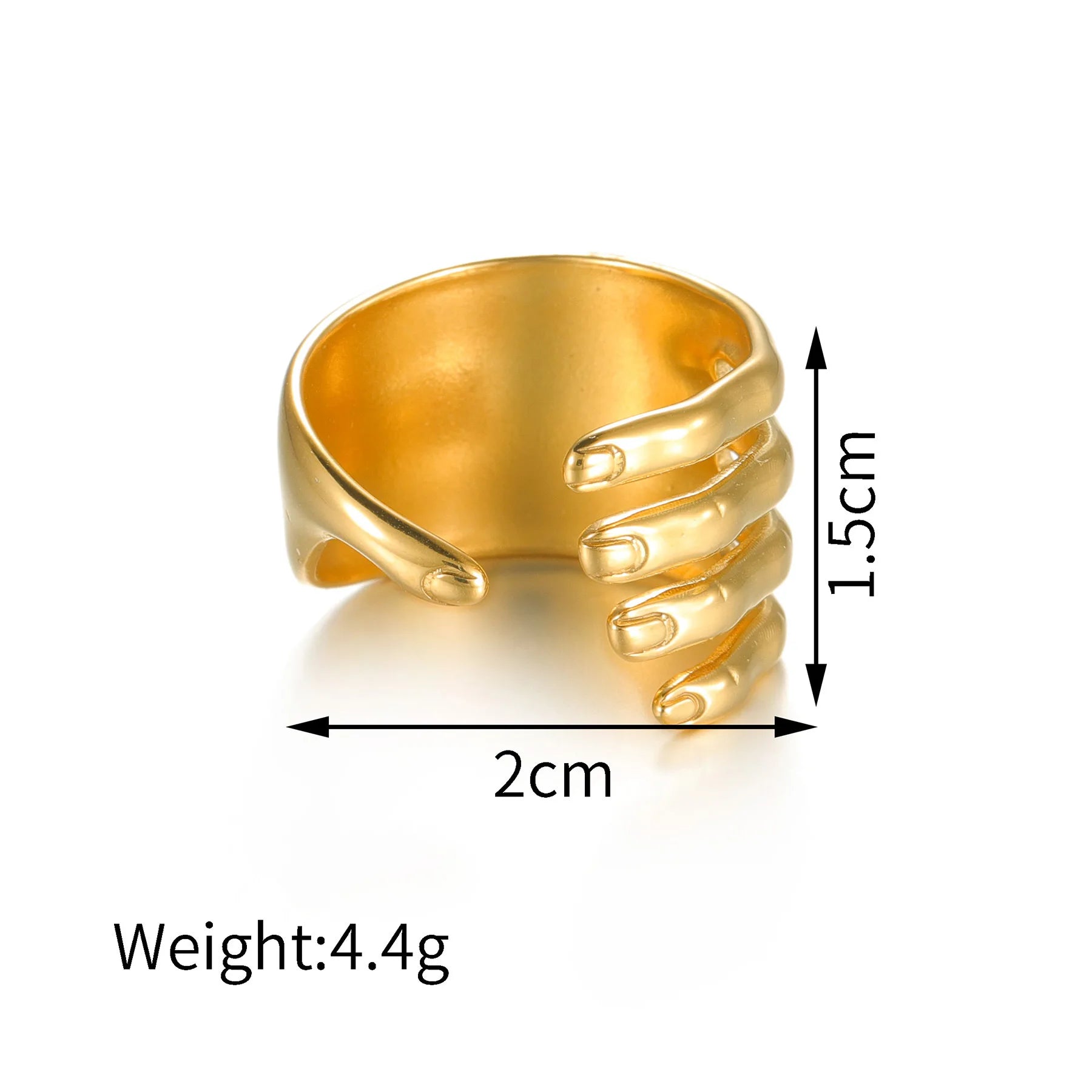 Freeteeme Vintage Palm Grip Wide Big Ring 2024 Adjustable Stainless Steel Hand Hug Ring for Women Men Gold Plated Male Jewelry