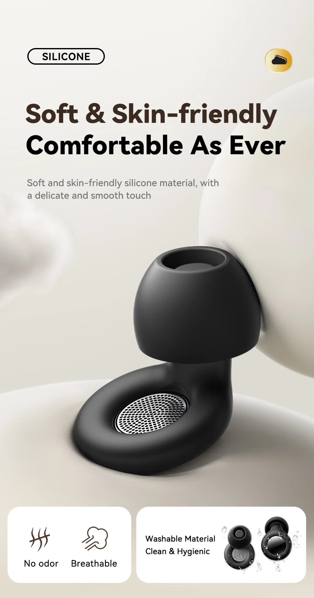 Silicone Sleep Ear Plugs Noise Cancelling Soft Comfort Fit For Sleep Work Travel — White | KIMLUD
