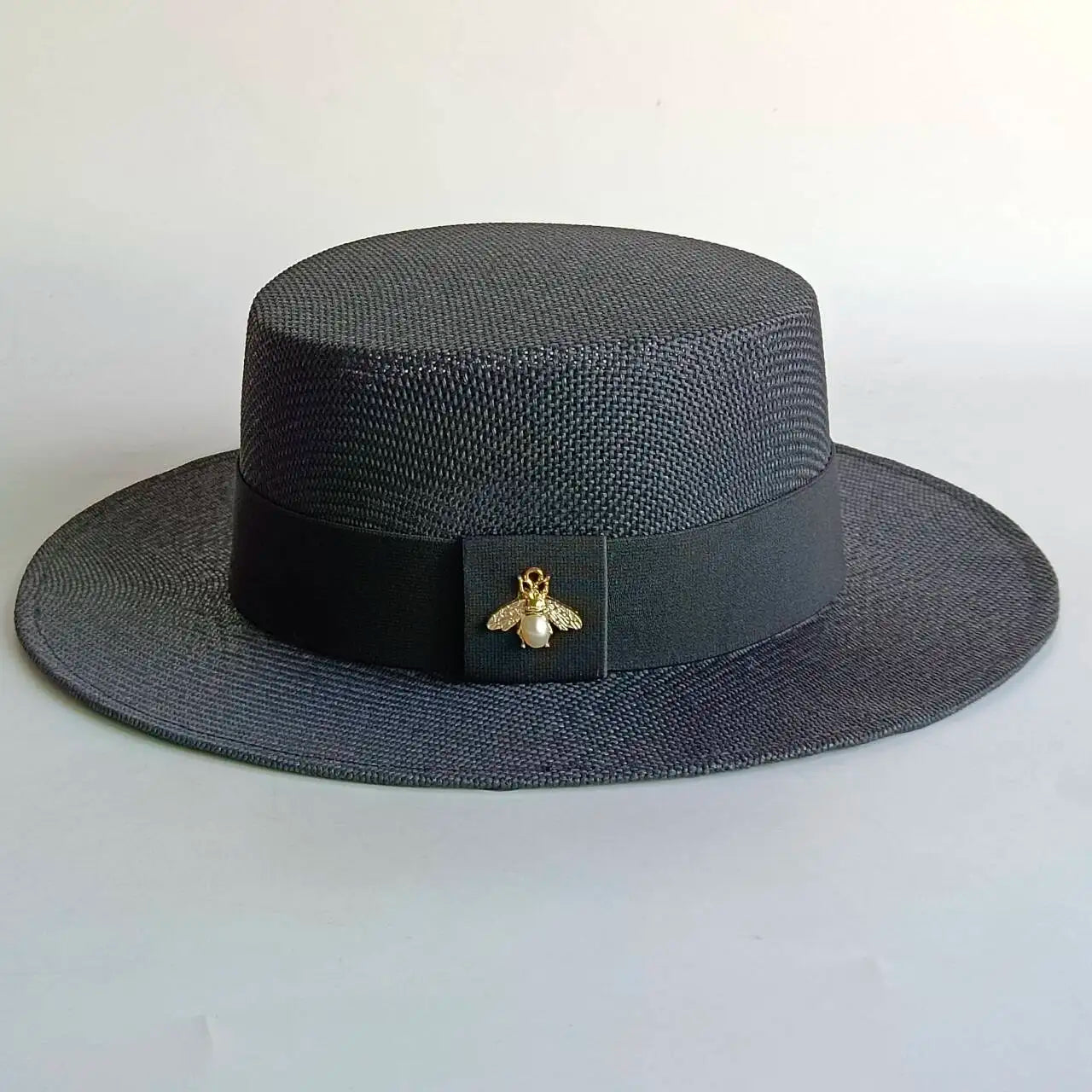 Chain Strap Straw Hat summer beach straw hat pearl Pork pie sun hat new  elastic ribbon hat 여름모자