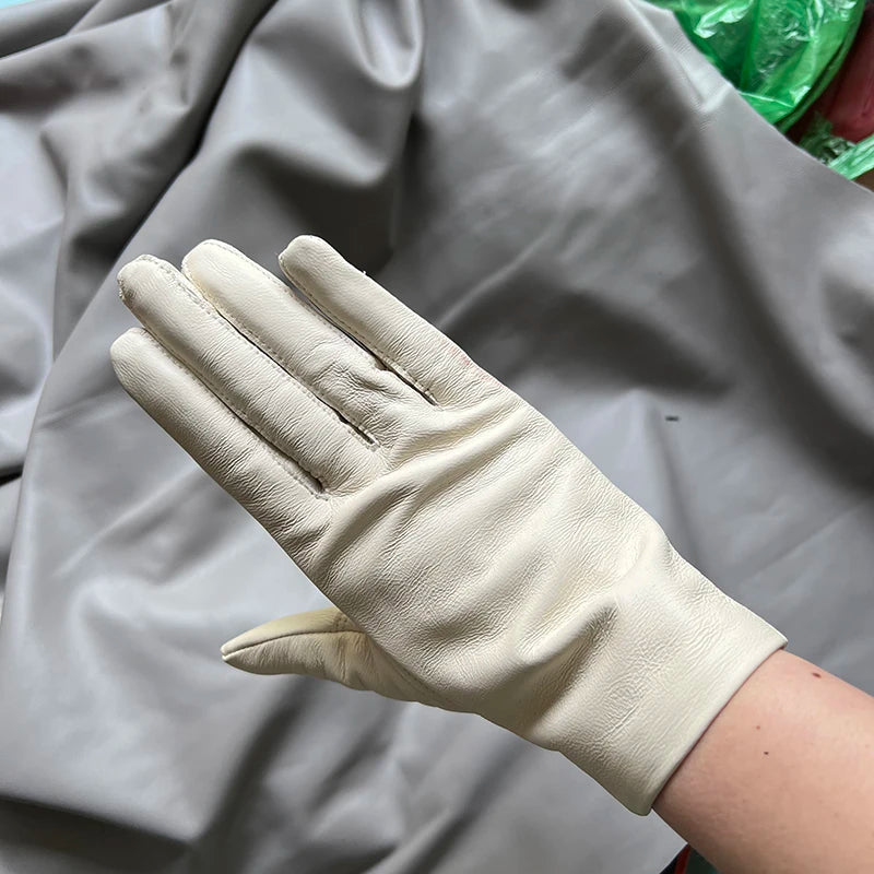 Leather Gloves Genuine Lambskin Short Black | KIMLUD