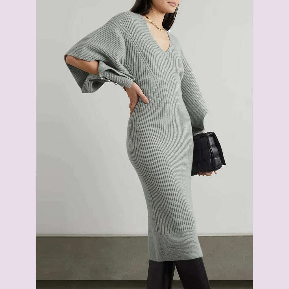vgh-solid-hollow-out-minimalist-dress-for-women-v-neck-long-sleeve-high-waist-knitting-spliced-buttons-dresses-female-clothing-kimlud-kimlud-33910576
