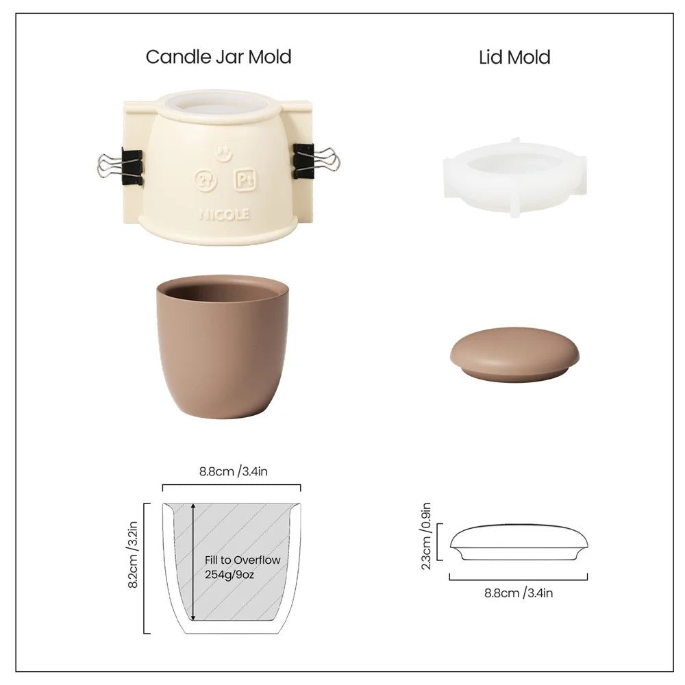Boowan Nicole Candle Jar Silicone Mold and 7oz Candle Refill Mold Reusable Concrete Cement Candle Vessel Mould Home Decor