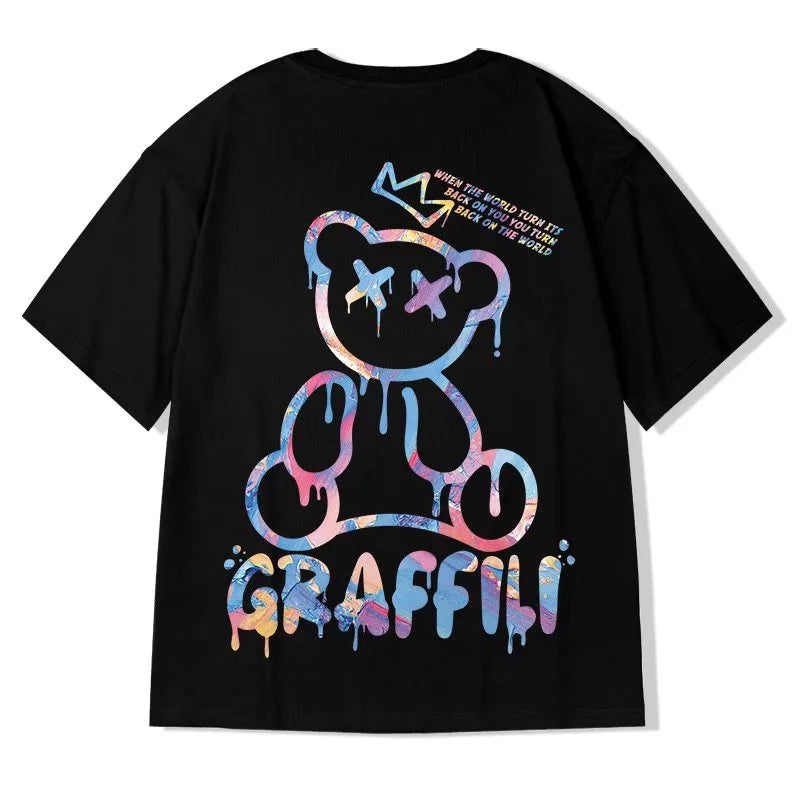 Oversized T-Shirt - New Korean Style - Cotton-Polyester - Round Neck | KIMLUD