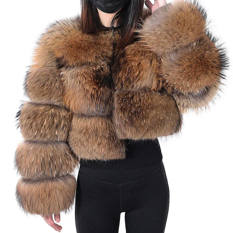 KIMLUD, 2024 maomaokong Super Hot Winter Women Luxury Thick Real Raccoon Fur Coat Natural Fox Fur Jacket Plus Size Jackets Female Vest, KIMLUD Womens Clothes