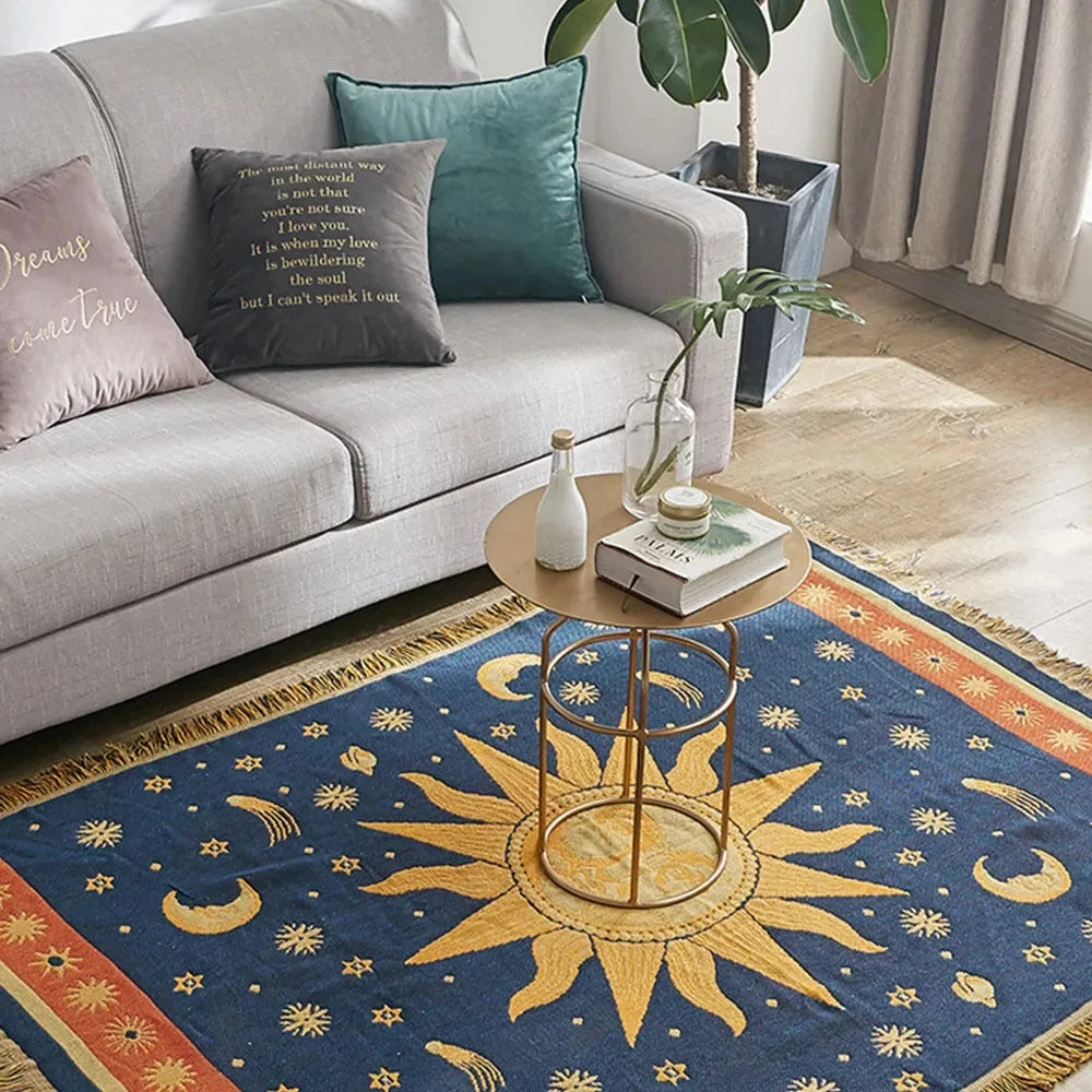 Bohemian Thicken Pure Cotton Thread Knitted Blanket With Tassel Blanket Ethnic Tribal Sofa Cover Carpet Bed Blanket Home Decor