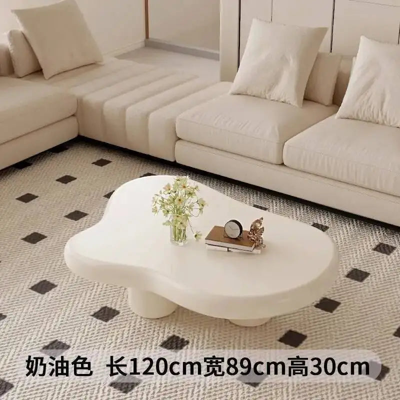 Mid Century Wood Coffee Table Set With Storage Sculptural Design — White | KIMLUD