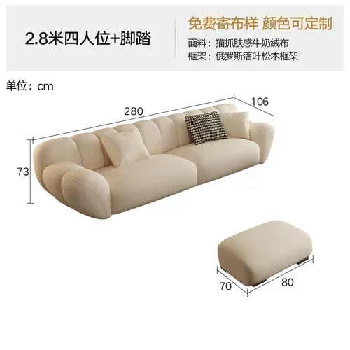 Velvet Sofa Set Nordic Minimal Relaxed — Creamy White | KIMLUD