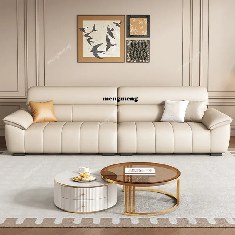 Genuine Leather Fancy Sofas Living Room Unique Lounge Floor Couches Puffs Italian Modern Divani Da Soggiorno Hotel Furniture