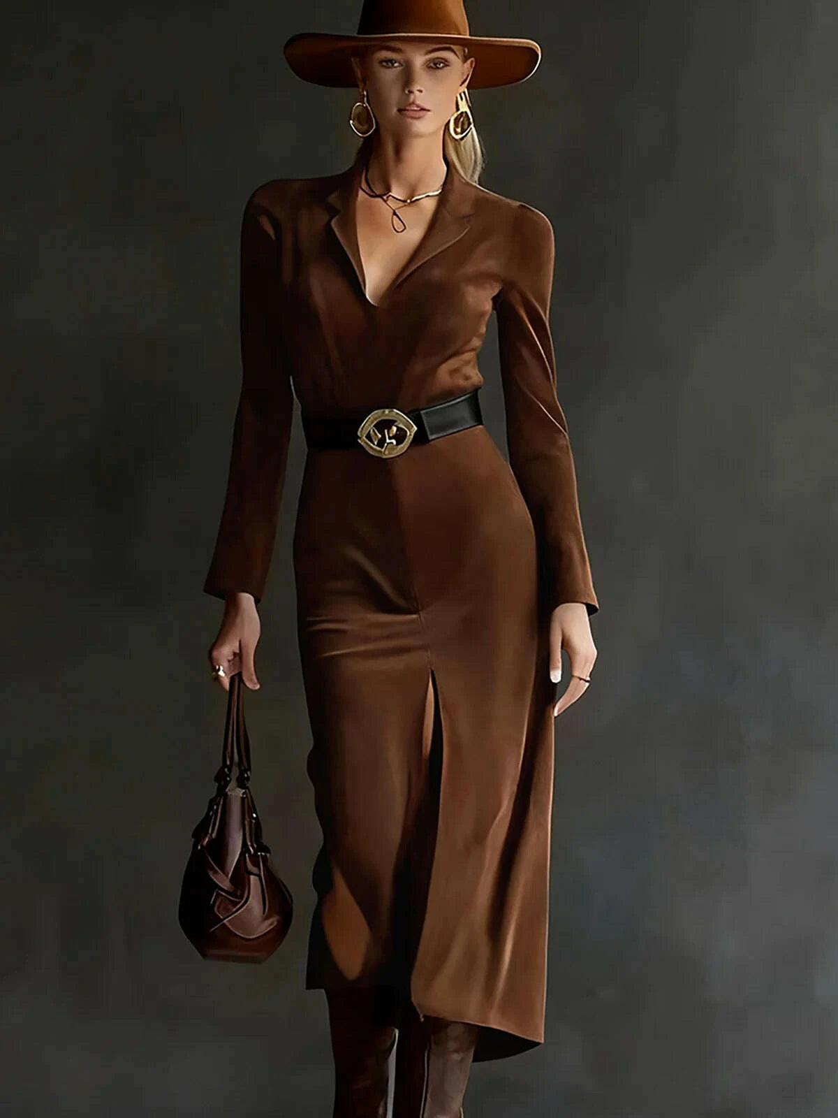 imitation-suede-vintage-women‘s-elegant-midi-dress-lapel-long-sleeve-bodycon-dress-high-street-with-belt-autumn-fashion-vestidokimludkimlud-35558562