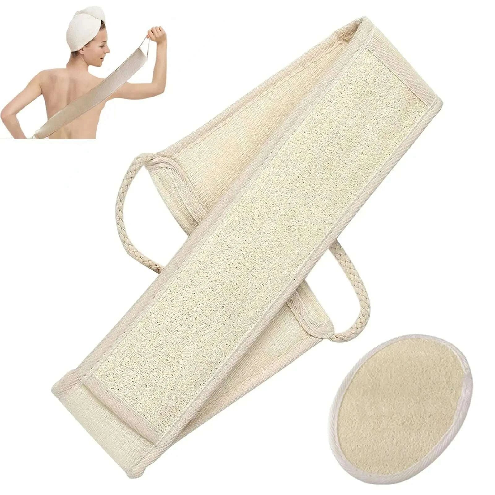 Bath Sponge Natural Exfoliating Loofah Sponge Scrubber  Body Backwash Belt Back Exfoliator Strap Bath Accessories