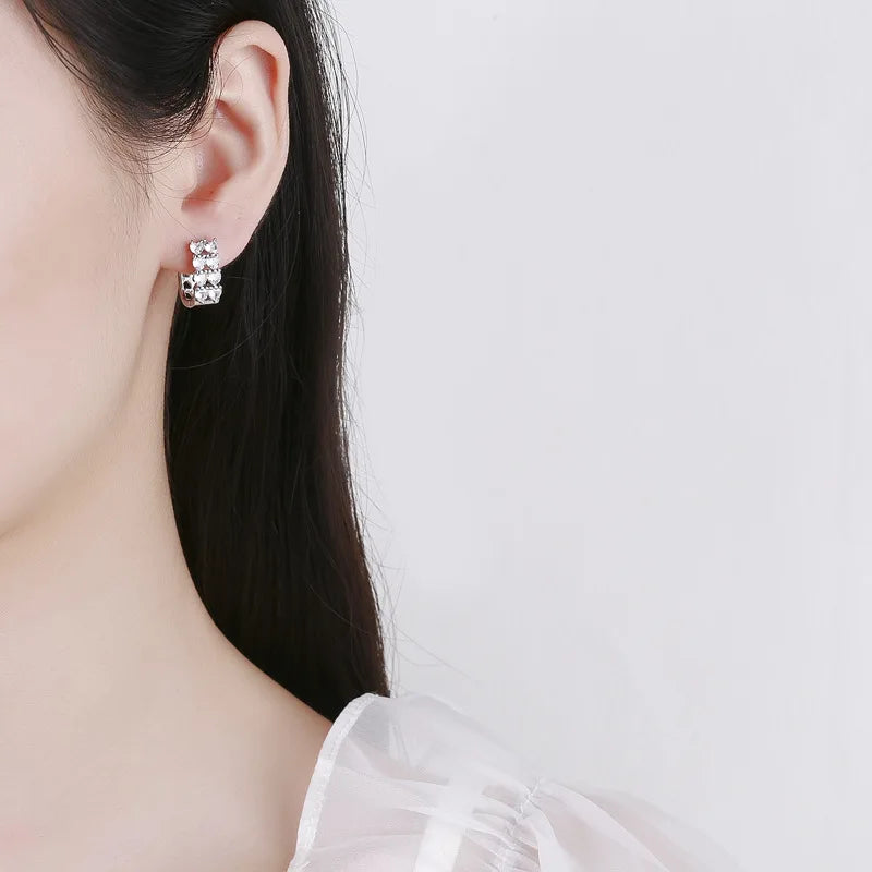 Silver-Toned Copper Oval Zircon Halo Stud Earrings — Sapphire Blue | KIMLUD