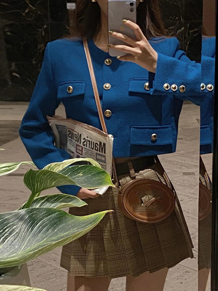 Chic ort Outerwear Women's Springtime Ele round Ne Loose Long Sve Top Faionable Design Sense Commute Sle Coat