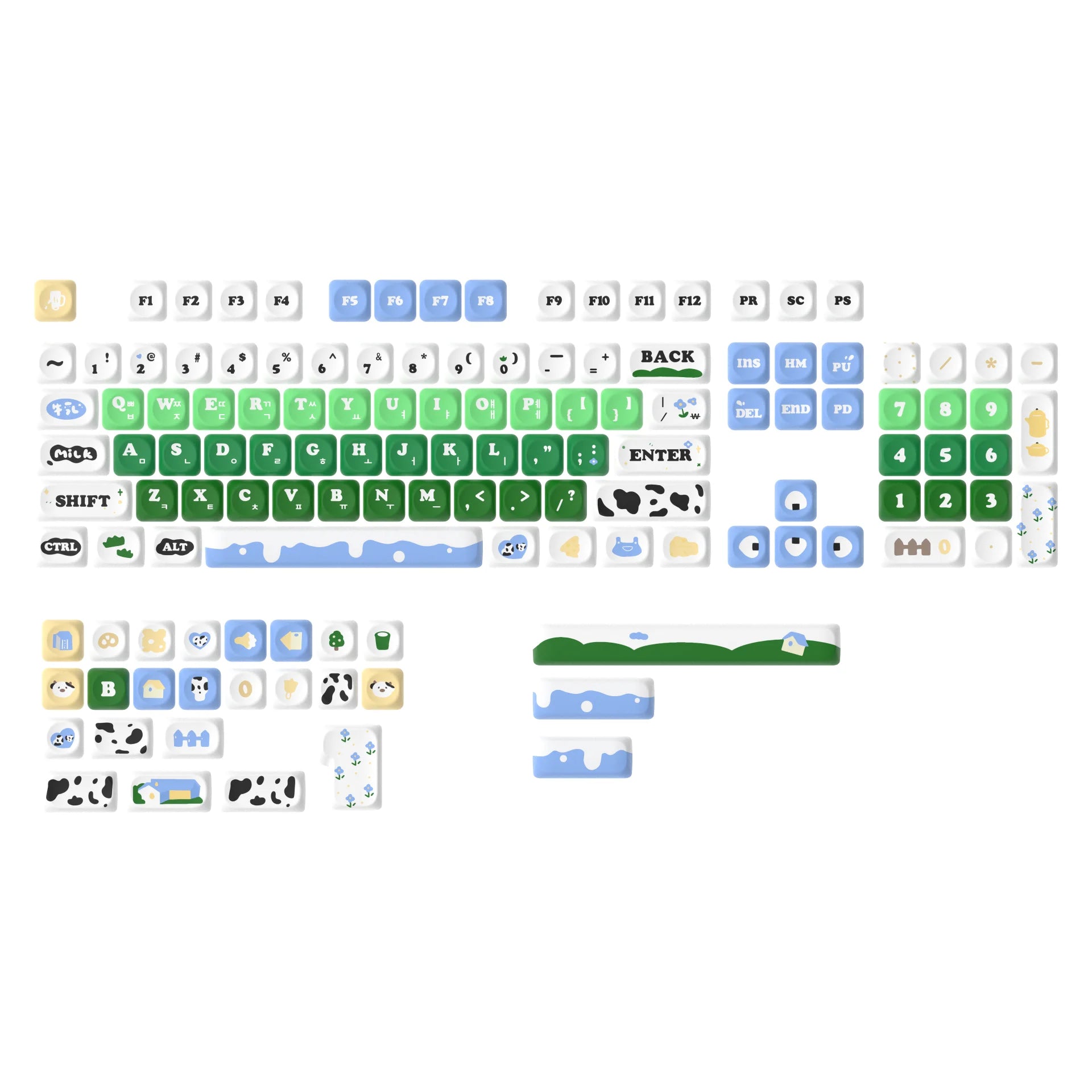 MOA Profile PBT Key caps White Milky Way Five Sided Dye Sublimation Keycaps for Cherry Gateron MX Switches Mechanical Keyboard