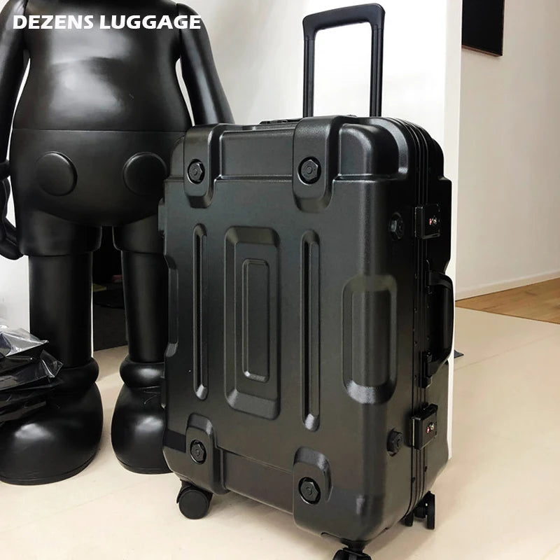 DEZENS High Quality Luggage 20/24/26/30 Inch Big-Capacity Space Silver PC Roling Luggage Spinner travel suitcase