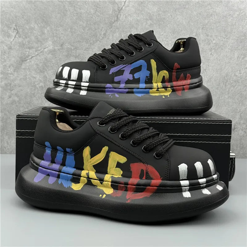 Men's Platform Sneakers – Height Increasing – PU – White | KIMLUD
