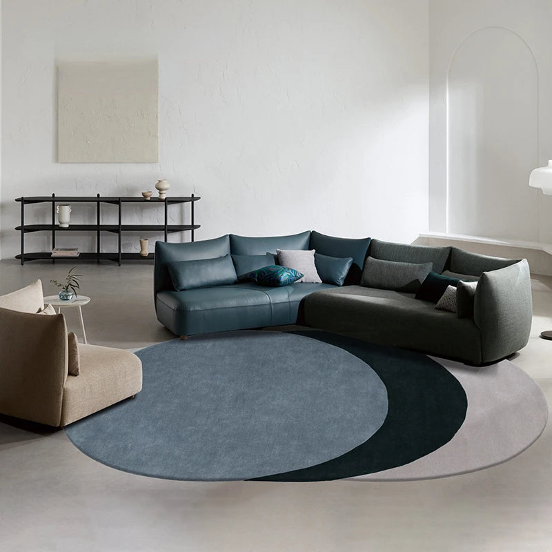 Nordic Plush Wool Rug Irregular Oval Non-Slip — Soft Taupe-Beige | KIMLUD