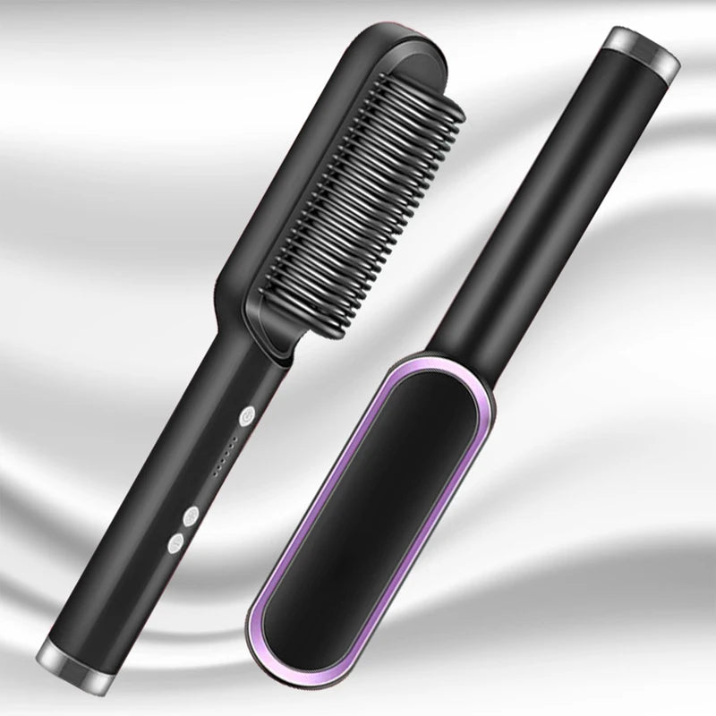 Hair Straightener Brush - Fast Heating - Ceramic | KIMLUD