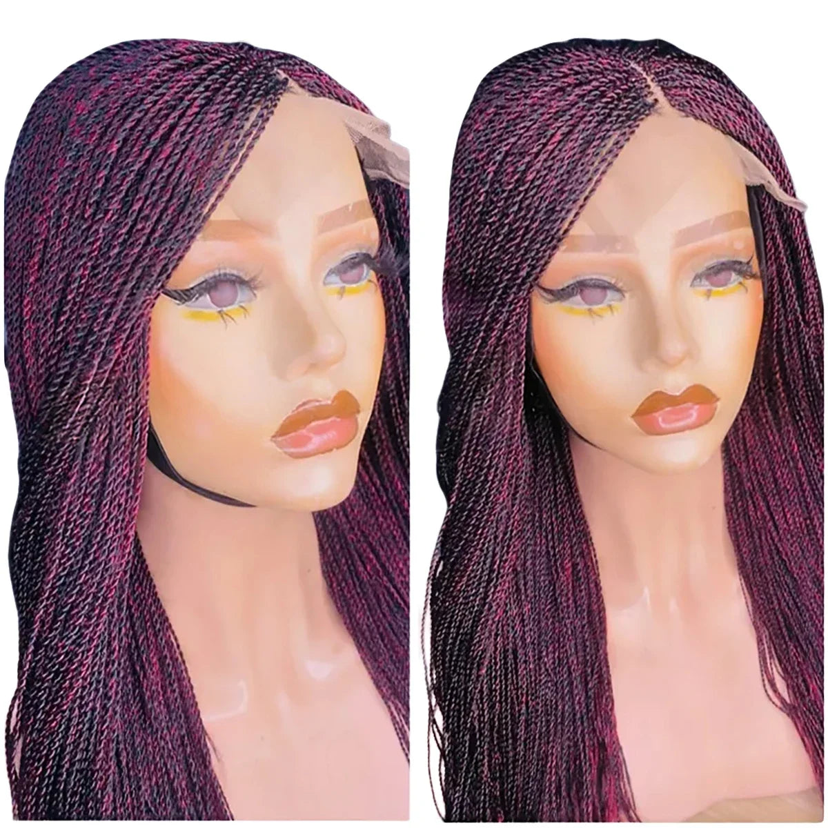 Lace Front Wig - Micro Twist Braided - Kanekalon - Black | KIMLUD